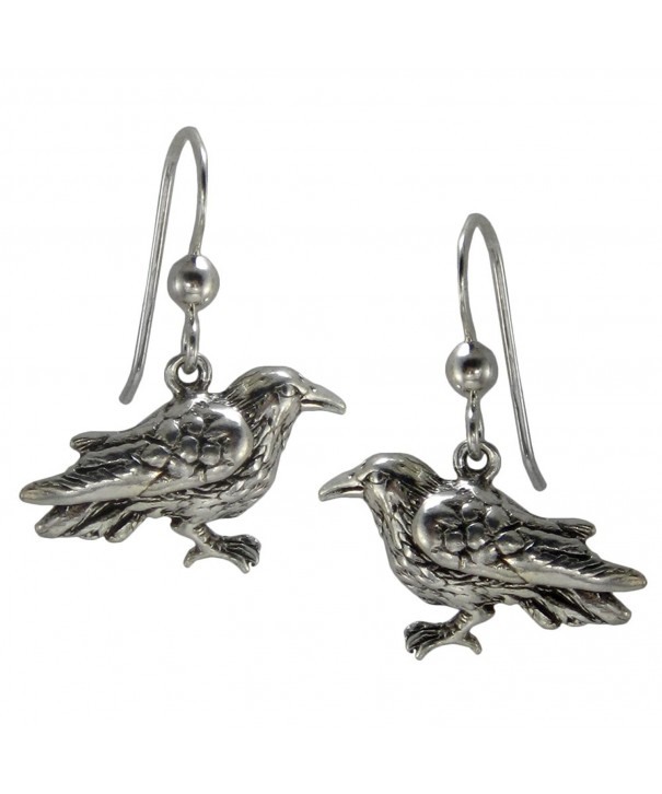Sterling Silver Raven Dangle Earrings