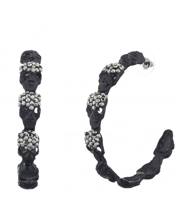 Lux Accessories Hematite Skulls Earrings