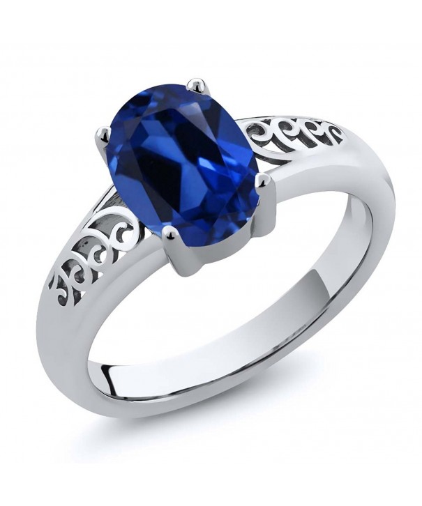 Simulated Sapphire Sterling Silver Solitaire