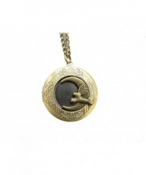 Bronze Rabbit Crescent Locket Necklace