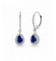 Sterling Sapphire Teardrop Leverback Earrings