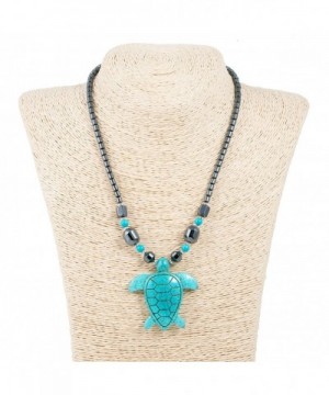 Turquoise Turtle Pendant Hematite Necklace