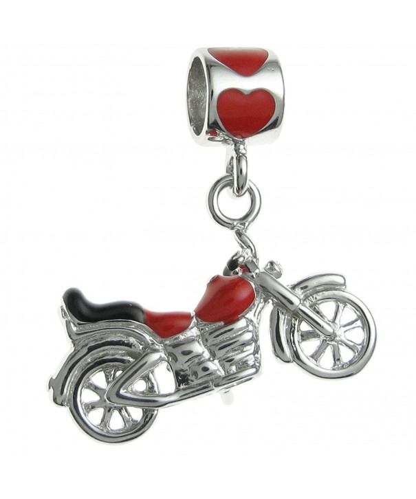 Rhodium plated Sterling Silver Motorbike European