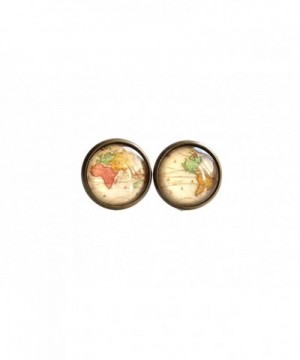 World Earrings vintage Maps Stud