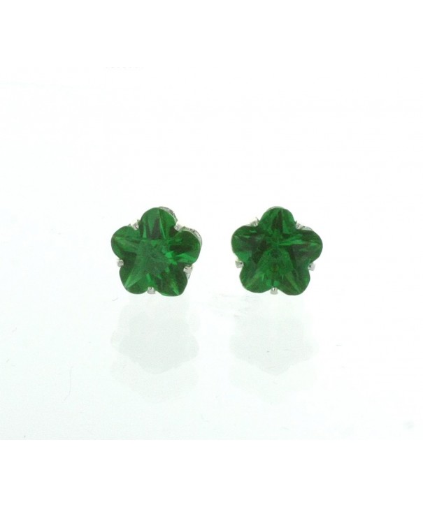 Emerald Colored Flower Shaped Earrings