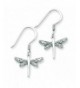 Sterling Silver Cz Dragonfly Earrings