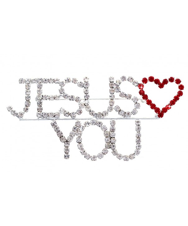 JESUS LOVES Heart Christian Brooch