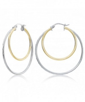 Sterling Silver Two Tone Diamond cut Earrings