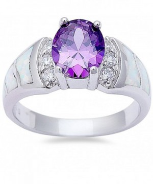 Simulated Amethyst Created Sterling Silver