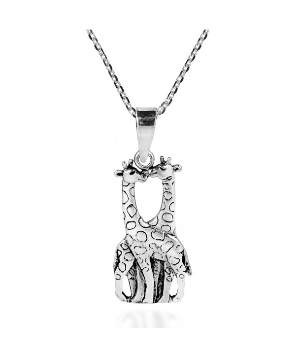 Giraffe Couple Sterling Silver Necklace