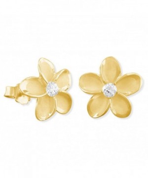 Yellow Sterling Silver Plumeria Earrings