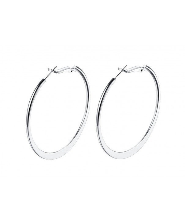 Platinum Polished Flattened Earrings Omega