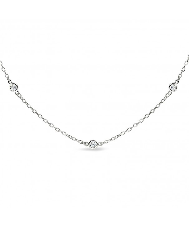 Sterling Silver Zirconia Station Necklace