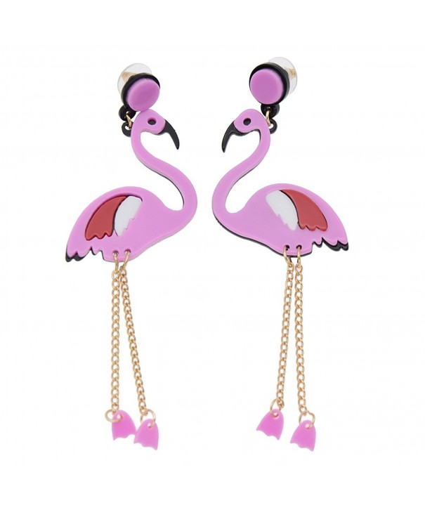 Acrylic Flamingo Dangle Earring Handmade