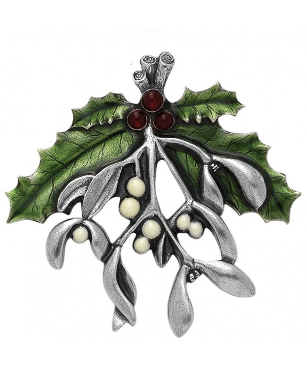 Danforth Mistletoe Holly Brooch Pin