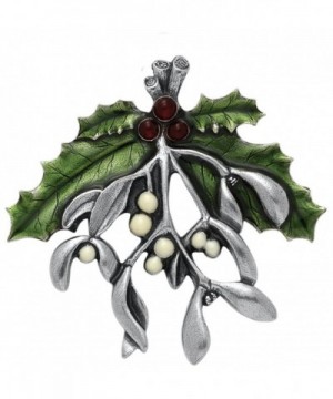 Danforth Mistletoe Holly Brooch Pin