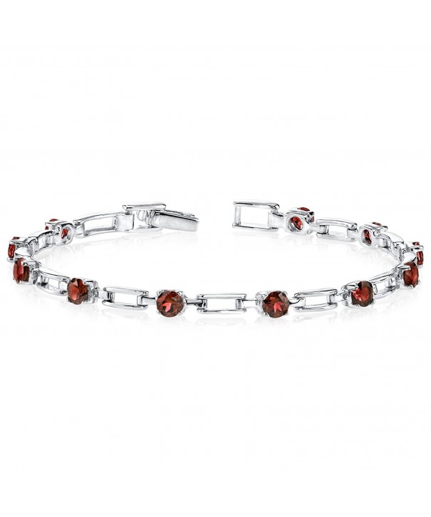 Garnet Bracelet Sterling Silver Rhodium