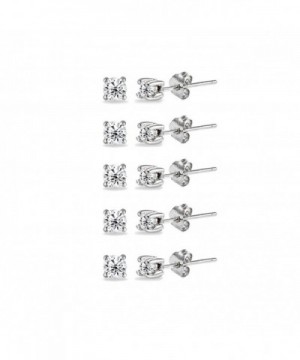 5 Pair Sterling Zirconia Round cut Earrings