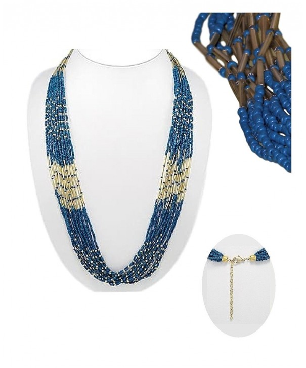 Teal Blue Beaded Necklace Extra