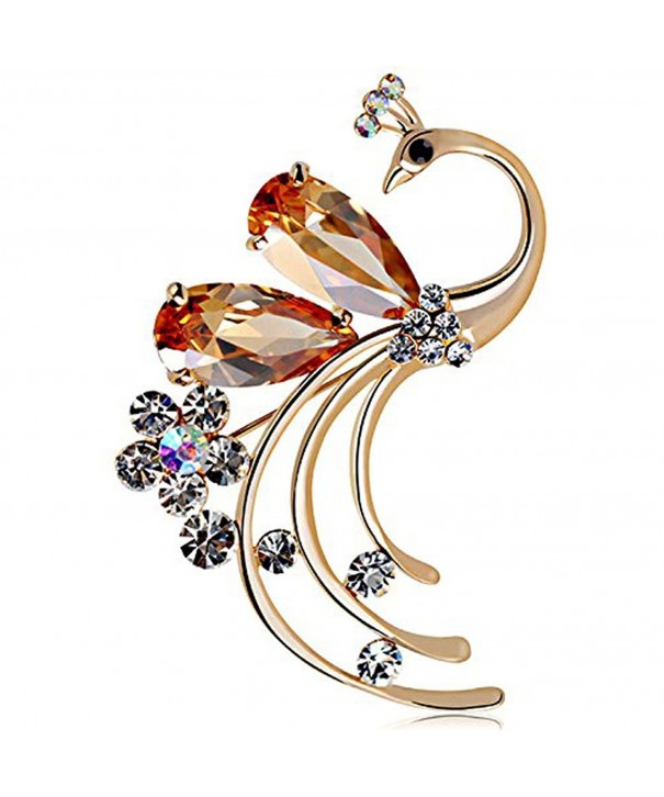 Women's Peacock Bird Coffee color Swarovski Elements Crystal Brooches ...