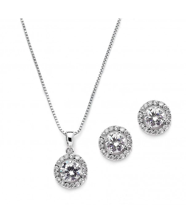 Mariell Zirconia Necklace Earrings Platinum