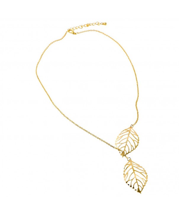 Double Necklace Leaves Pendant Choker