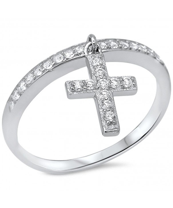 Dangling Silver Cross Zirconia Sterling