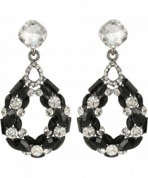 BriLove Bohemian Crystal Earrings Black Silver Tone