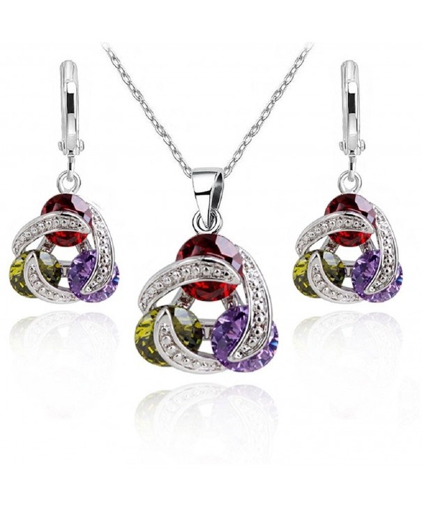 Colourful Zirconia Crystals Necklace Earrings