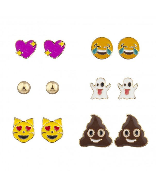 Lux Accessories Goldtone emoticon Poop Stud