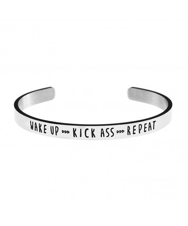 Stamped Bracelet Stainless Feminist ass repeat