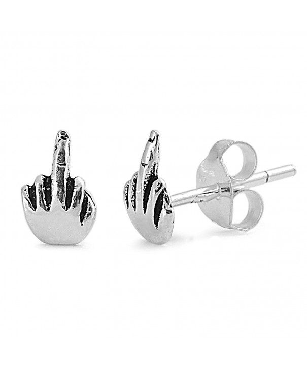 Sterling Silver Middle Finger Earrings