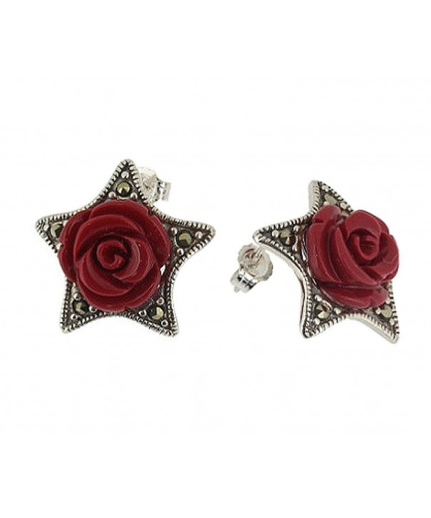 Rose Marcasite Sterling Silver Earrings