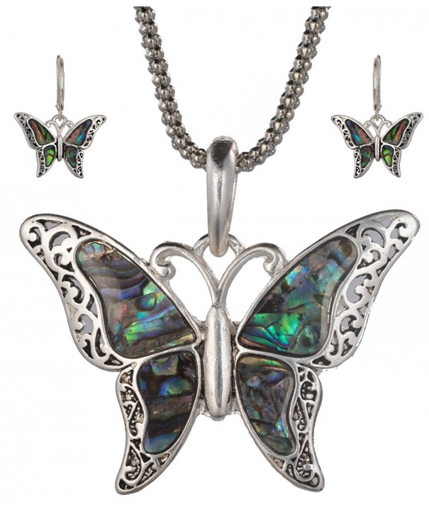 Imitation Butterfly Necklace Matching Earrings