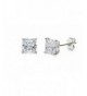 Cubic Zirconia Princess Earrings White