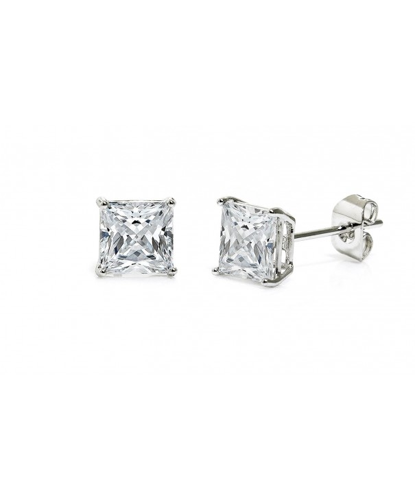 Cubic Zirconia Princess Earrings White