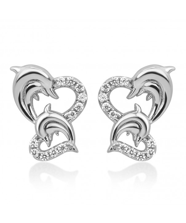 Sterling Silver Dolphin Symbol Earrings