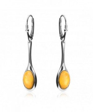 Sterling Butterscotch Amber Leverback Earrings