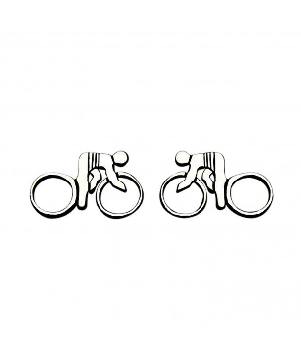 Sterling Silver Bicycle Rider Earrings