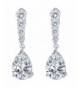 EleQueen Zirconia Teardrop Earrings Silver tone