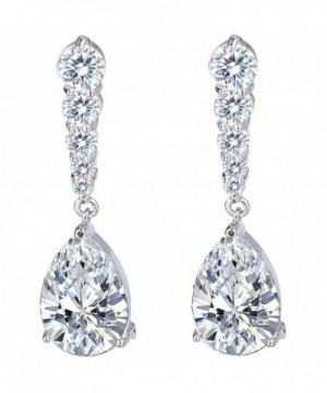 EleQueen Zirconia Teardrop Earrings Silver tone