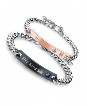 Engraving Bracelet Stainless Couple Zircon