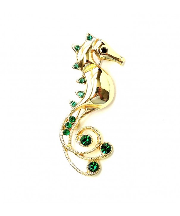 Faship Gorgeous Crystal Seahorse Brooch