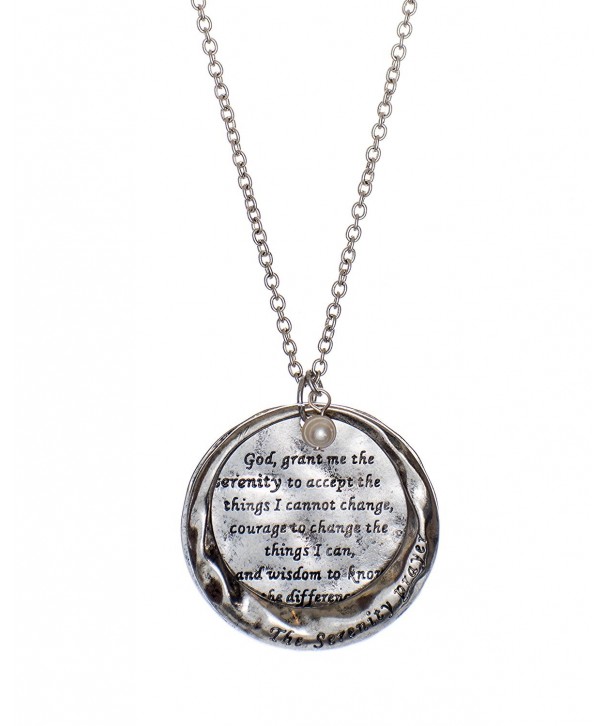 Serenity Stamped Hammered Necklace Silver tone