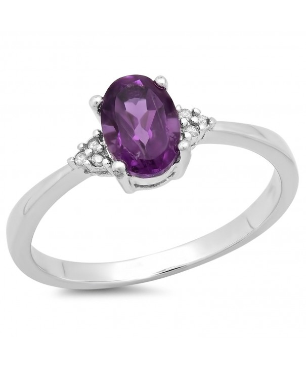 Sterling Amethyst Diamond Accents Engagement