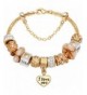 Heart Gold Tone Bead Charm Bracelet