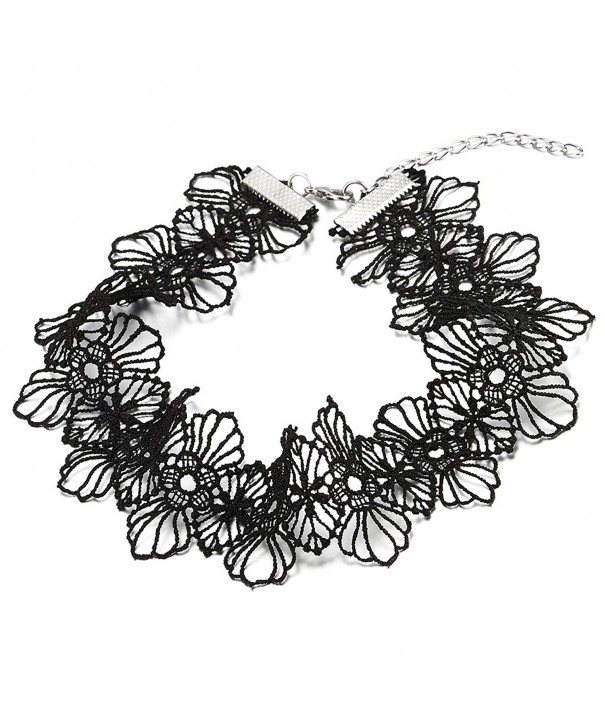 Womens Flower Tattoo Choker Necklace