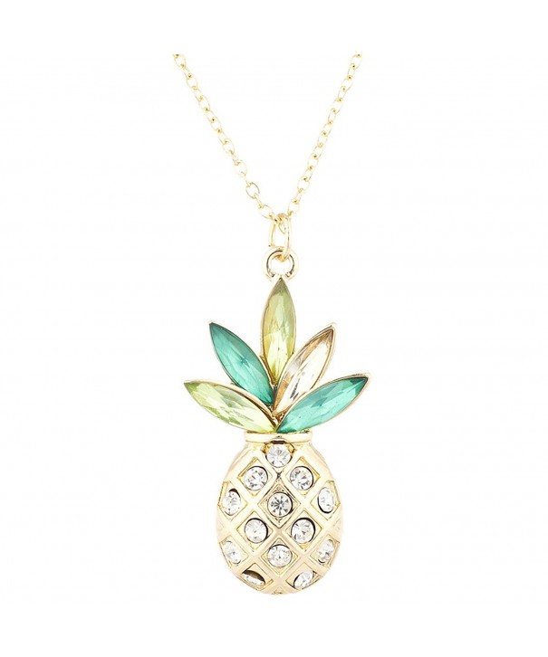 Lux Accessories Rhinestone PIneapple Necklace