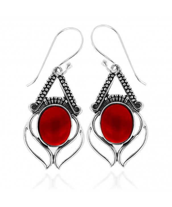 Oxidized Sterling Carnelian Gemstone Earrings