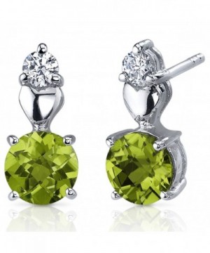 Peridot Earrings Sterling Silver Rhodium